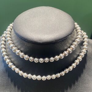 Silver Elegant Silver Beaded Necklace at 23 inches long